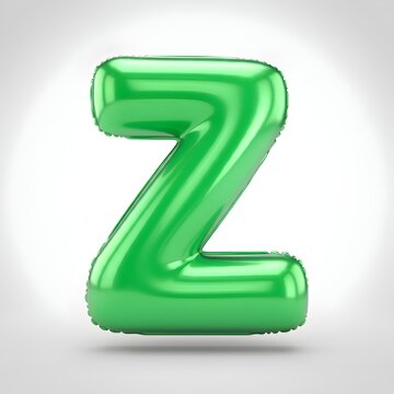 Green letter z in shape of a balloon, Clean image, high quality, white background