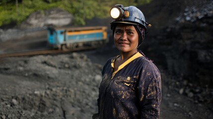 A woman mining employee, coal mine, nickel mine, industry