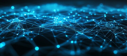 Poster - Abstract mesh of dots and lines. 3D rendering of futuristic mesh.