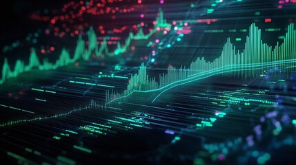 Poster - abstract graphical representation of data analysis with vibrant colors and dynamic lines on a digita