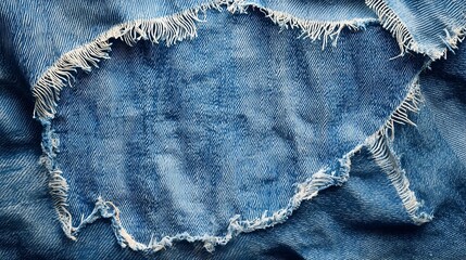 Wall Mural - Denim Fabric Background with Frayed Edges and Ample Copy Space for Casual Promotions