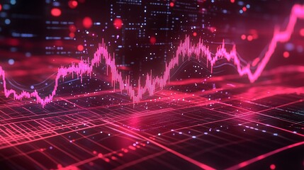 Poster - abstract representation of data analysis with vibrant pink and digital elements, showcasing dynamic 