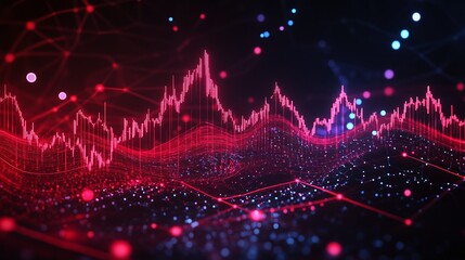 Poster - abstract representation of digital data and analytics, showcasing a vibrant graph with glowing dots 