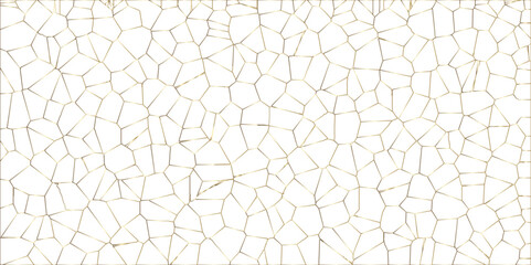 Poster - Golden gradient lines stroke abstract white crystalized broken glass background. Voronoi diagram background. abstract desktop texture design digital art wallpaper, vector illustration.	
