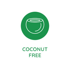 Wall Mural - Vector line design element, badge and icon for food and cosmetics packaging in mono linear style - coconut free