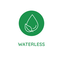 Vector line design element, badge and icon for food and cosmetics packaging in mono linear style - waterless