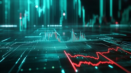 Poster - abstract visualization of data analytics with graphs, indicators, and futuristic elements. perfect f