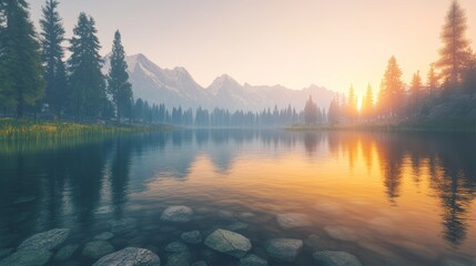 An HD 8K wallpaper of the sunrise in the mountains