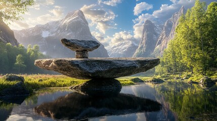 Poster - The image of stones in the water is a HD 8K wallpaper stock photo