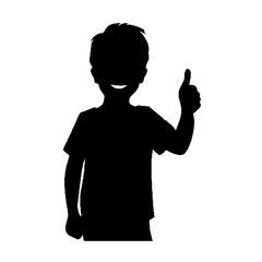 Cheerful Thumbs Up Child Silhouette Vector Illustration