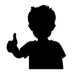 Silhouette of Confident Kid Thumbs Up Vector Illustration Transparent Background