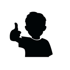 Smiling Child with Thumbs Up Silhouette Vector Illustration