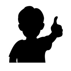 Smiling Child with Thumbs Up Silhouette Vector Illustration