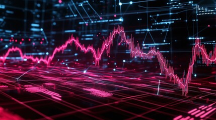 Poster - dynamic digital graph displaying vibrant pink data trends and insights, illustrating modern analytic