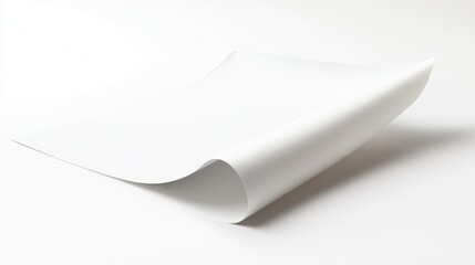 Poster - Curved corner blank paper sheet isolated against a white background
