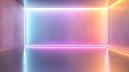 Poster - Colorful Neon Purple and Blue Light Beams. Horizontal Line Glowing Background.