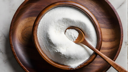 Pictures of seasonings, white powder, flour, sugar, and salt on the slate kitchen