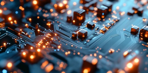 Poster - Here is an image of a circuit board with numerous electronic components.