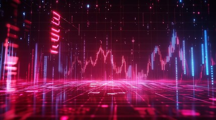 Poster - futuristic digital interface showcasing data visualization with vibrant colors.