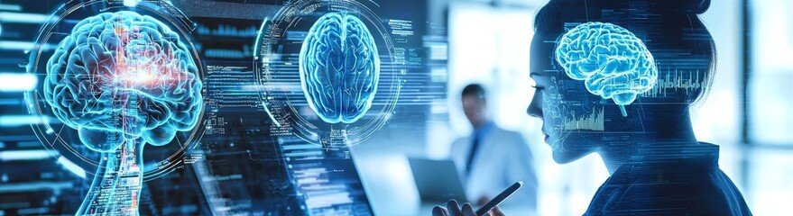 Poster - health and medical research, technology, innovation, healthcare and medicine concept. data scientist
