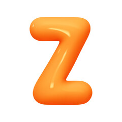 Poster - letter z. Z letter sign orange soft color. Realistic 3d design in cartoon balloon style. Isolated on white background. vector illustration