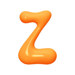 Aufkleber - letter Z. letter sign orange soft color. Realistic 3d design in cartoon liquid paint style. Isolated on white background. vector illustration