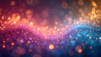 Abstract glittering waves with bokeh lights and vibrant color gradient - Christmas background, generative AI