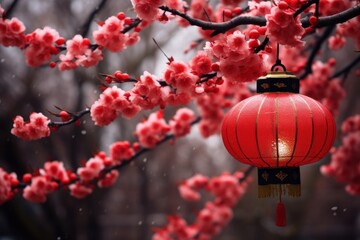 Sticker - Chinese red lantern blossom flower plant.