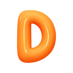 Poster - letter D. letter sign orange soft color. Realistic 3d design in cartoon balloon style. Isolated on white background. vector illustration