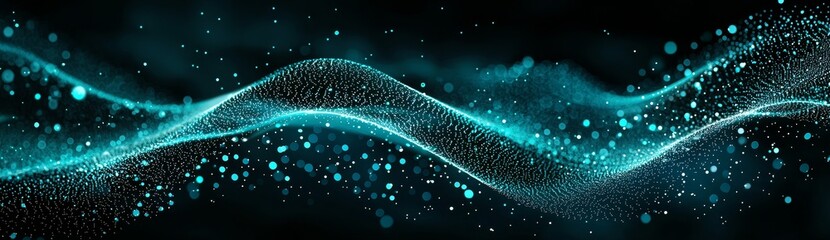 Poster - The particle wave of sound. Music equalizer. Signal transmission. 3D rendering.