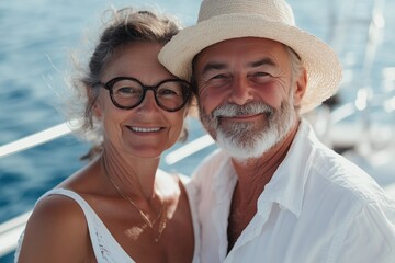 Wall Mural - A man and woman are smiling for the camera