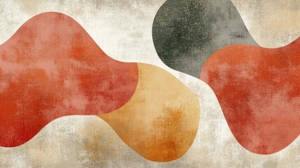 Poster - Organic abstract pattern with soft, flowing shapes and warm, earthy tones.
