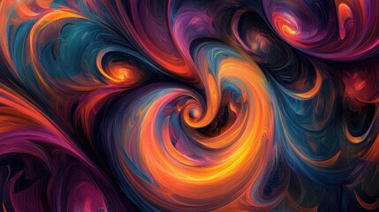 Poster - Swirling abstract pattern with bright colors and dynamic shapes, creating a sense of motion and energy.