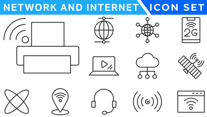 Poster - network icons. network icon set. network line icons. vector illustration. editable stroke.