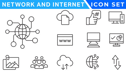 Poster - network icons. network icon set. network line icons. vector illustration. editable stroke.