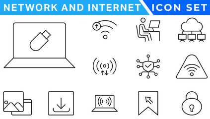 Poster - network icons. network icon set. network line icons. vector illustration. editable stroke.