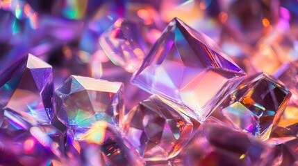 Wall Mural - shimmering iridescent forms creating a prism effect against a deep background