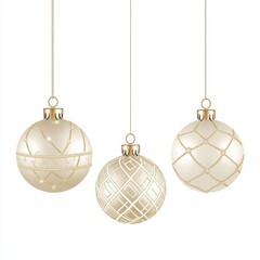 Decorative ornament ball in white and gold isolated on transparent background