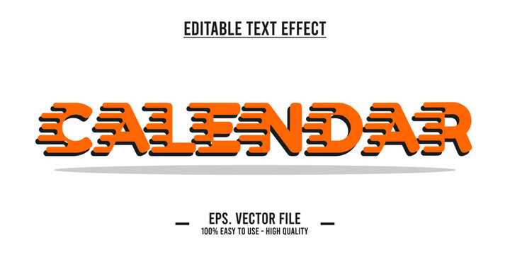 calendar typography editable text effect