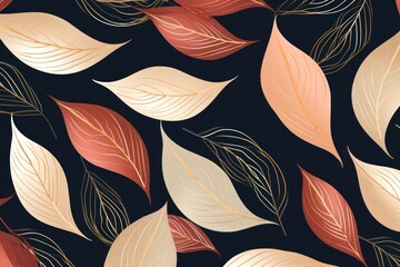 Sticker - Leaf line art pattern backgrounds plant.