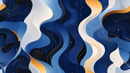 Wall Mural - Abstract Blue and Gold Swirls