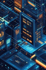 Wall Mural - illustration of data download 