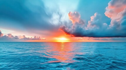 Wall Mural - Serene Sunset Over Calm Ocean Waves