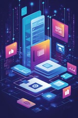 Wall Mural - illustration of data download 