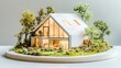 © Sumet - A beautifully crafted architectural model showcasing a modern house surrounded by lush greenery and natural elements.
