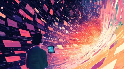 Wall Mural - illustration of data download 