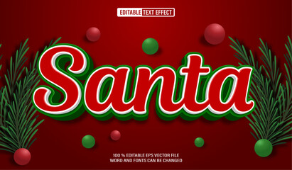 Leinwandbilder - Editable 3d text style effect - Santa Christmas text effect Template
