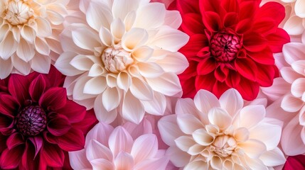 Sticker - 3D wallpaper depicting a dahlia and peony arrangement, their petals appearing soft and pliable.