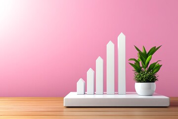 Poster - A minimalist design of upward-trending bars, representing financial growth and progress in a clean, simple graphic