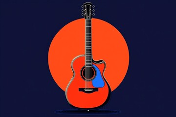 Poster - A minimalist illustration of a guitar, using clean lines and simple shapes to represent the instrument
